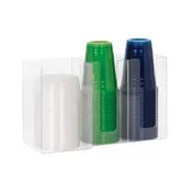 Dispense-Rite CTHL-3 Lid/Cup Organizer, Horizontal, 3 Section: (2) 4" & (1) 5", Acrylic, Clear 1 image