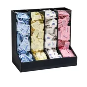 Dispense-Rite GFBO-4BT Holder, 4-Section Black Plastic, 16-3/4" H x 17" W x 10" D, Acrylic/Polystyrene 1 image