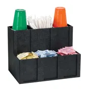 Dispense-Rite MCD-6BT Cup/Lid/Straw Organizer - 6-Section Black Plastic, 11-3/4" H x 15" W x 10" D 1 image