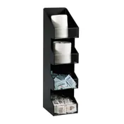 Dispense-Rite VCO-4 Countertop Condiment Organizer 4-Section 21"H x 5-1/4"W x 6-5/8"D Black Plastic 1 image