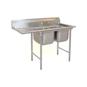 Eagle Group 314-22-2-18R 69" Two Compartment Sink, 22"W x 22"L Bowl With Right-Hand Drainboard 1 image