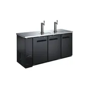 Eagle Group BPR-UDD-24-60 60" x 24.5" Black 2-Column Keg Cooler, 1-2 Keg, Towers, 1/3 HP 120V 1 image