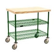 Eagle Group DC2448V Gray Epoxy Utility Cart w/ 2 Shelf and Butcher Block Top - 48" x 24" 1 image