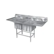 Eagle Group FN2036-2-30-14/3 100" Two Compartment Sink, 18"W x 20"L Bowl With 2 Drainboards 1 image