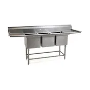 Eagle Group FN2054-3-18-14/3 96" Three Compartment Sink, 18"W x 20"L Bowl With 2 Drainboards 1 image