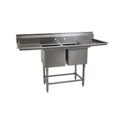 Eagle Group FN2448-2-30R-14/3 83" Two Compartment Sink, 24"W x 24"L Bowl With Right-Hand Drainboard 1 image