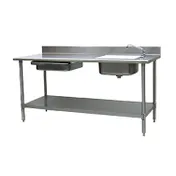 Eagle Group PT 3084-R 84" Prep Table Sink Unit, Bowl on Right with Drawer & Faucet - 14 Gauge 1 image