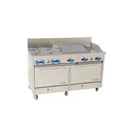 Comstock-Castle F3226-12-2RB 60" Gas Restaurant Range w/ (4) Open Burners, 12" Griddle, 24" Charbroiler, (2) Standard Ovens, 226.000 BTU 1 image