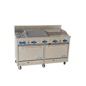 Comstock-Castle F3226-24-2RB 60" Gas Restaurant Range w/ (2) Open Burners, 24" Griddle, 24" Charbroiler, (2) Standard Ovens, 198.000 BTU 1 image