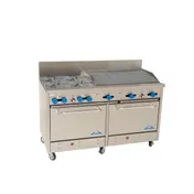 Comstock-Castle F3226-3RB 60" Gas Restaurant Range w/ (4) Open Burners, (1) 36" Charbroiler, (2) Standard Ovens, 258.000 BTU 1 image