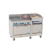 Comstock-Castle F33018-1RB-24B 60" Gas Restaurant Range w/ (4) Open Burners, (1) 24" Griddle, (1) 12" Charbroiler, (2) Standard Ovens, 240.000 BTU 1 image