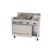 Comstock-Castle F3430-12-1RB 48" Gas Restaurant Range w/ (4) Open Burners, (1) 12" Griddle, (1) 12" Charbroiler, (1) Standard Oven, (1) Cabinet Base, 192.000 BTU 1 image