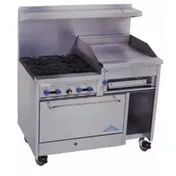Comstock-Castle F3430-24B 48" Gas Restaurant Range w/ (4) Open Burners, 24" Raised Griddle, (1) Standard Oven, (1) Cabinet Base, 186.000 BTU  1 image
