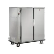 FWE A-120-2 55"-60" 2-Door Heated Cabinet, 120 Plate Capacity, Stainless, 3 Shelves, 6" Casters 1 image