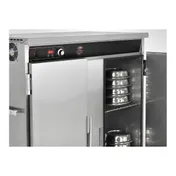 FWE BT-120 Heated 2-Door Stainless Steel Cabinet, 120 Capacity, Heat, 3 Shelves, 6" Casters 6 image