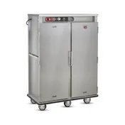 FWE E-1200 2-Door Heated Holding Cabinet, 120 Plate Capacity, 3 Shelves, Heat Drawer, 6" Casters 1 image