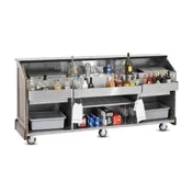 FWE ES-CB-8-BW Executive Series (2) 60 lb. Ice Bins Removable Speed Rack-95" Portable Bar-Maple Wood Front-Sides 3 image