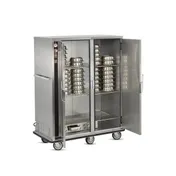 FWE P-144-2 Heated Banquet - 2-Door Steel, 67"-72" H, 144-Plate, Thermo-Humid, 3 Shelves, 6" Casters 3 image