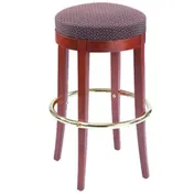 G & A 117 Demi Backless Barstool, 30" H, Round Upholstered Padded Seat, European Beechwood Frame, Brass Footring 1 image