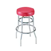 G & A 142-24 Swivel Bar Stool - 24" Height, Backless, Round Vinyl Seat, 18-Gauge Chrome Steel Frame, Glides 1 image