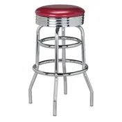 G & A 144 Classic Swivel Bar Stool, 30" Height, Backless, Upholstered Seat, 18-Gauge Steel Frame, Glides 1 image