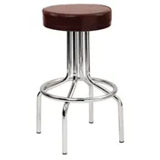 G & A 1447 Swivel Bar Stool, 30" Height, 14" Seat, Backless, Vinyl, Chrome Frame, 18-Gauge Steel, Glides 1 image