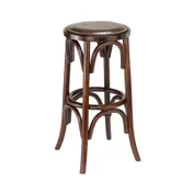 G & A 188PSNH Cross Back Barstool, 30"H, Backless, Upholstered Padded Seat with Nail Trim, Oak Bentwood Frame, Footrest 1 image