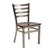 G & A 513-D SS Indoor Dante Side Chair with Ladder Back and Solid Wood Seat, Steel Frame with Distressed Finish 1 image