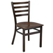 G & A 513-W SS Indoor Dante Side Chair with Ladder Back and Solid Wood Seat, Steel Frame with Walnut Finish 1 image