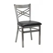 G & A 599-D SS Indoor Side Chair with Cross Back and Solid Wood Seat, Steel Frame with Distressed Finish 1 image