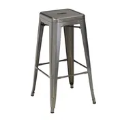 G & A 600 Astor Barstool, Backless, Solid Metal Seat, 12 Gauge Steel Frame, Clear Coated Finish, Armless, Legs Base 1 image