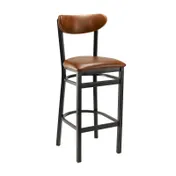 G & A 611FP Santos Barstool with Upholstered Padded Seat and Back, 18 Gauge Steel Frame, Black Matte Finish, Armless, Footrest 1 image