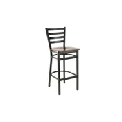 G & A 613-B RS Dante Barstool, Ladder Back, Reclaimed Wood Seat, 18 Gauge Steel Frame, Black Matte Finish, Footrest, Welded Joint 1 image