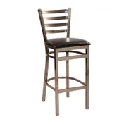 G & A 613-D PS Dante Barstool, Ladder Back, Upholstered Padded Seat, 18 Gauge Steel Frame, Distressed Finish, Armless, Metal Back, Non-Marring Floor Glides 1 image
