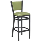 G & A 613FP1-B Dante Barstool, Upholstered Padded Seat, Ladder Back, Black Powder Coated 18 Gauge Steel Frame, Footrest, Armless 1 image
