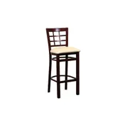G & A 650-M VS Windsor Barstool, Grid Back, Veneer Seat, Mahogany Finish, 18 Gauge Steel Frame, Armless, Non-Marring Glides 1 image