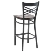 G & A 699-B VS Double Cross Back Barstool, Veneer Seat, 18 Gauge Steel Frame, Black Finish, Footrest, Armless 1 image