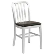 G & A 870PS Indoor/Outdoor Classic Side Chair with Slat Back and Brushed Aluminum Finish 1 image