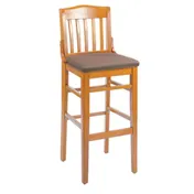 G & A 9510PS Schoolhouse Barstool with Slat Back, Upholstered Padded Seat, European Beechwood Frame, Footrest, Mortise and Tenon Construction 1 image