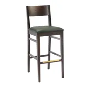 G & A 9643 Mercer Barstool, Wood Back, Upholstered Padded Seat, Walnut Finish, European Beechwood Frame, Footrest 1 image
