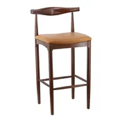 G & A 9680 Braxton Barstool - Solid Wood Back, Upholstered Seat, Beechwood, Armless, Plastic Glide Legs 1 image