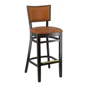 G & A 9681-FP Elton Barstool - Upholstered padded back & seat, European beechwood frame, plastic glides 1 image