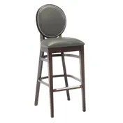 G & A 9778FP NAIL Belvedere Barstool, Upholstered Seat, Wood Back, European Beechwood Frame, Walnut Finish, Armless, Mortise and Tenon Construction 1 image