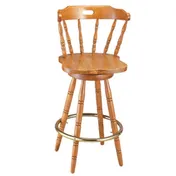 G & A 9850SS Colonial Swivel Barstool - Spoke Back Handhold, Solid Wood Saddle Seat, Beechwood Frame, Glides 1 image