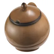 GET 2757354 Frilich Round China Bowl with Lid, 3.7 Qt (8-7/10" Dia x 10-1/5" H), Caramel 1 image