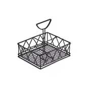 GET 4-931832 Clipper Mill 5-Compartment Condiment Caddy, 9" x 7" x 8", Iron Powder Coated Black 1 image