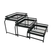 GET IR-735-MG-1292MG Nesting Stand Set 4-Piece 3-Tier 14-1/8"Lx9-3/8"Wx11-3/4"H Grey + Baskets - Set 1 image