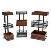 GET MTS-20M-MG Urban Renewal Merchandiser Stand, 3-Tier, 20-1/2" Height, Gray, 9-1/4" x 6-1/4" Baskets 1 image