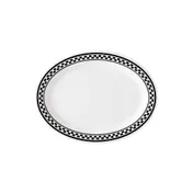 GET OP-135-X Diamond Chexers Platter, 13-1/2" x 10-1/4" Oval Melamine, White/Black Rim - 1 Dozen 1 image