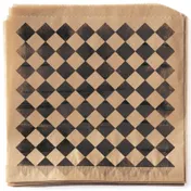GET P-BKC-77-BR Food-Safe Basket Liner, Double-Open, 7" x 7", Paper, Black Checker Brown - 500/Case 1 image